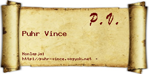 Puhr Vince névjegykártya